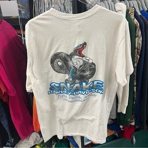 Vintage Harley Davidson Snake & Eagle T-Shirt. Size XL White